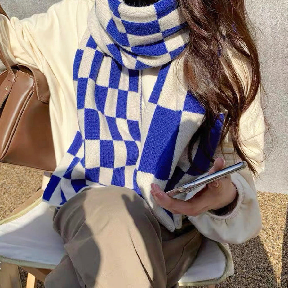 checkered wool scarf