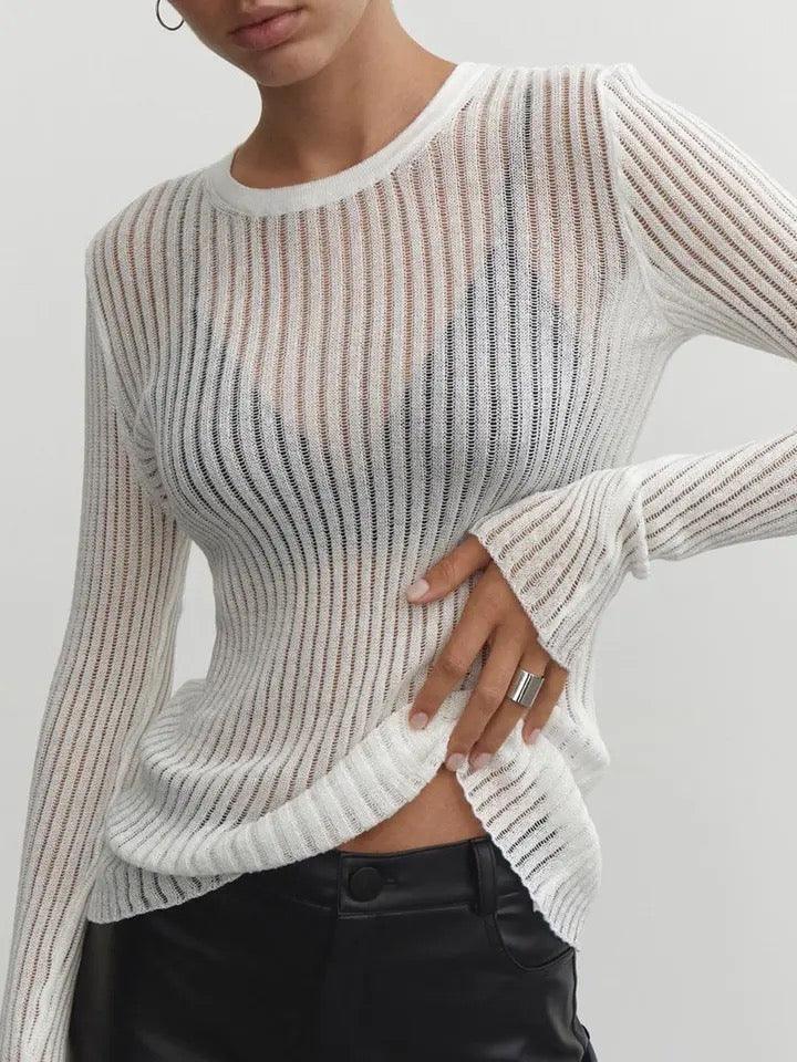 GR - Elegant striped sheer top