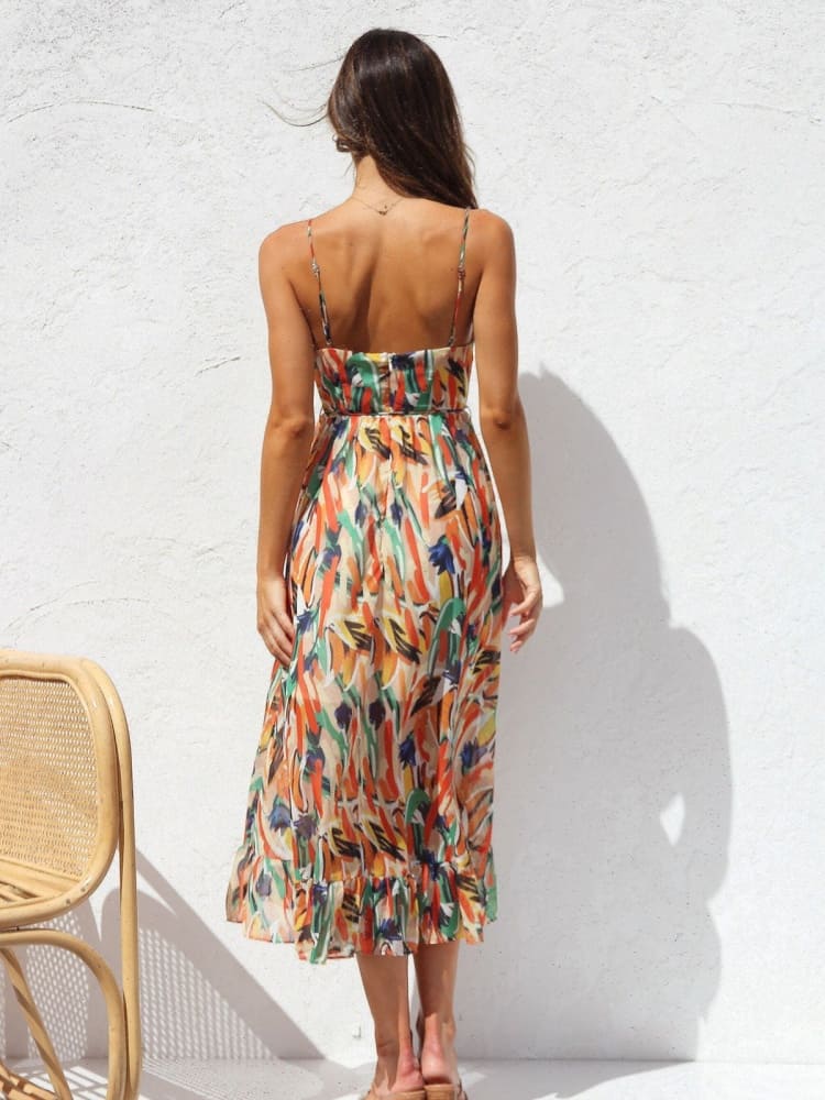 GR | Damenkleid Mit Blumenmuster Und Rüschen