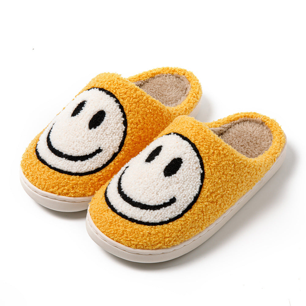 GR Large Smiley Pattern Fur Slippers