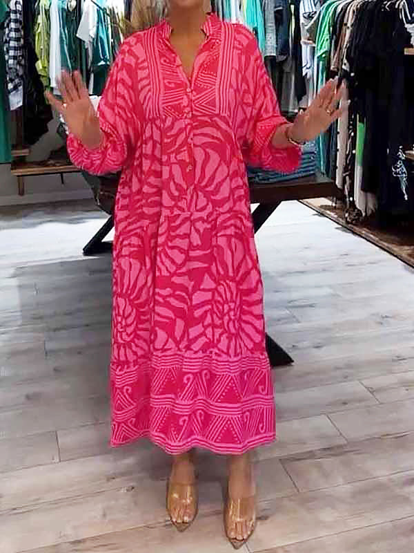 GR | Stylish Maxi Dress with Swirl and Zigzag Pattern for Women