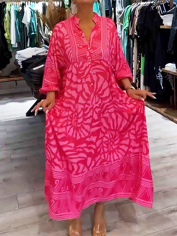 GR | Stylish Maxi Dress with Swirl and Zigzag Pattern for Women