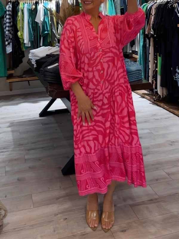 GR | Stylish Maxi Dress with Swirl and Zigzag Pattern for Women