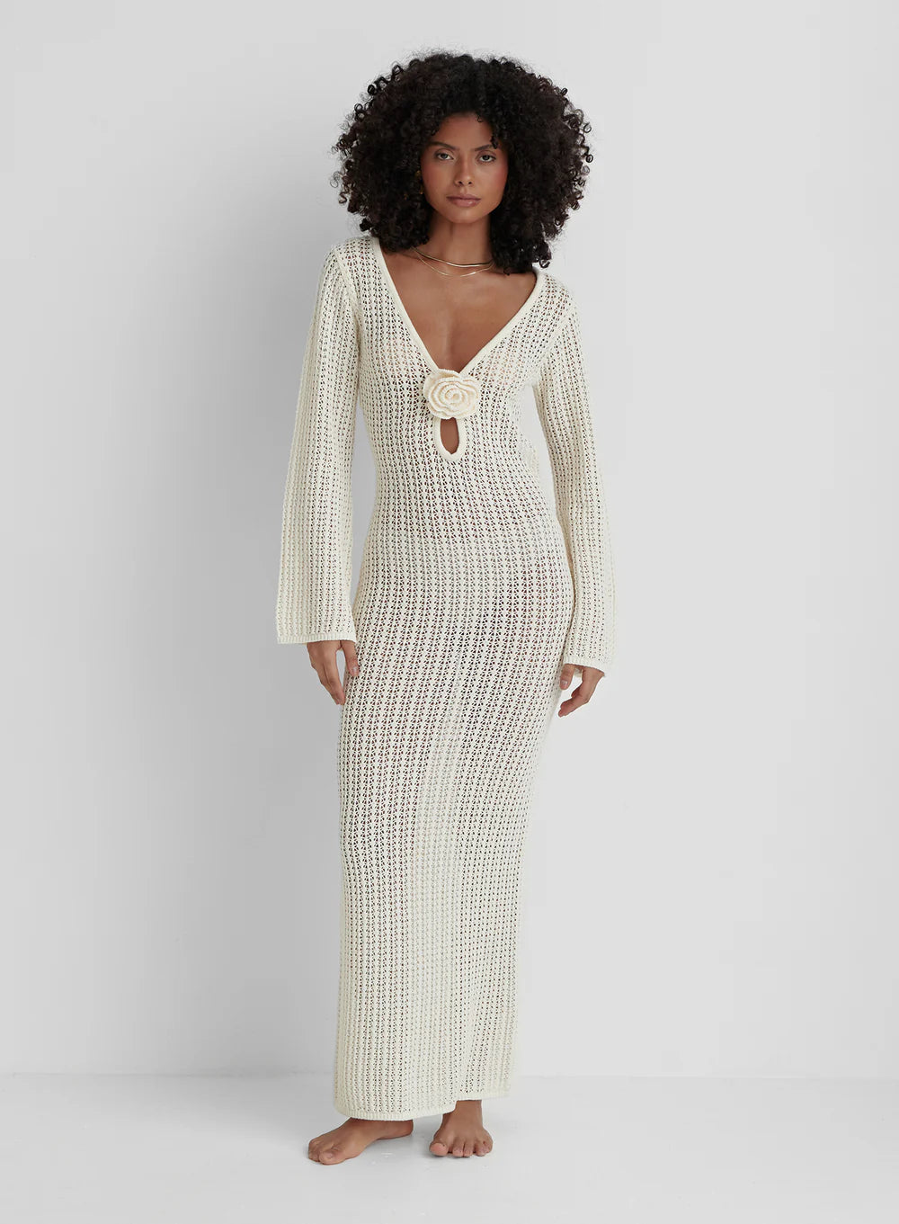 GR | Rückenfreies Strickkleid Beige