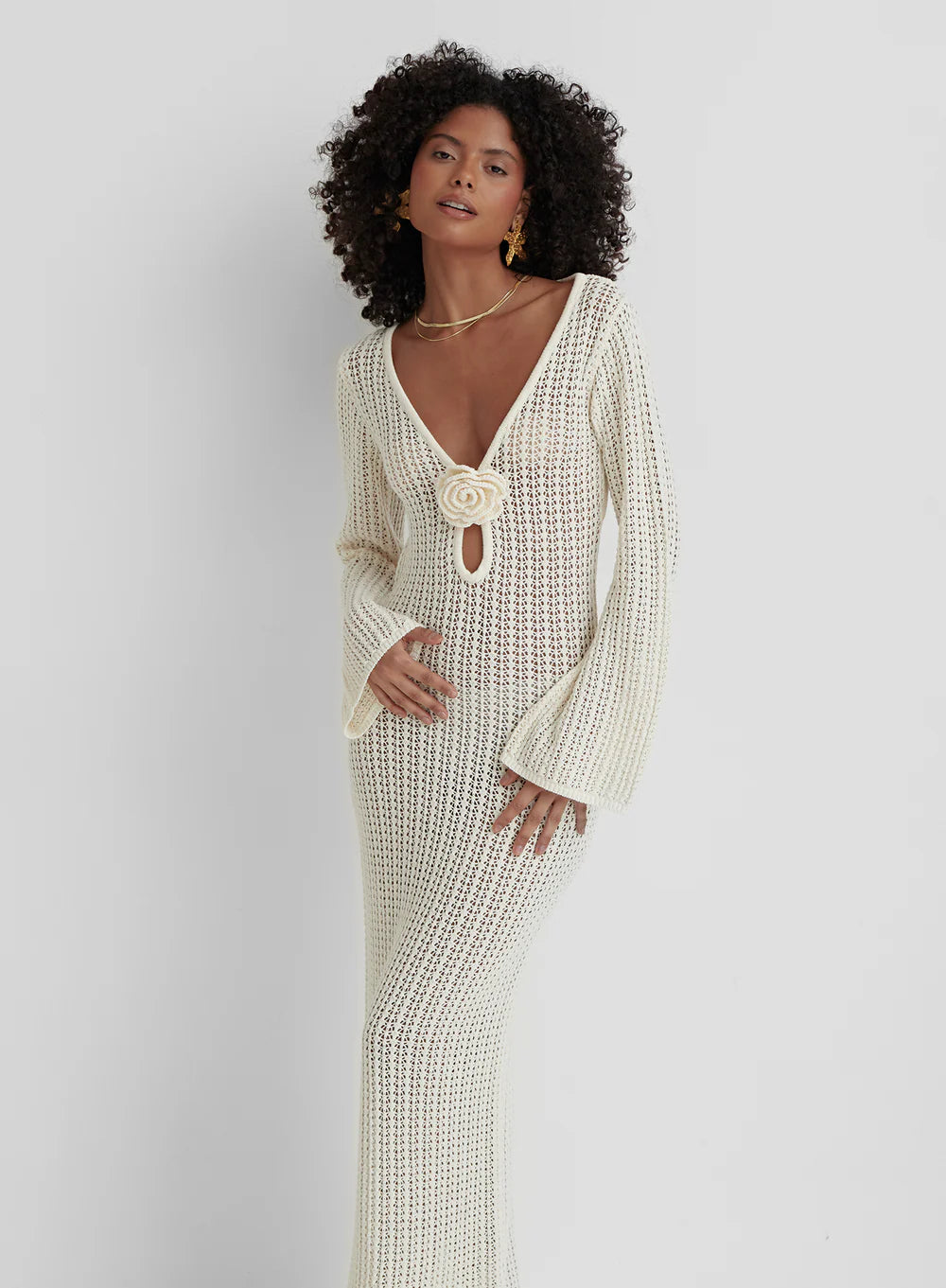 GR | Rückenfreies Strickkleid Beige