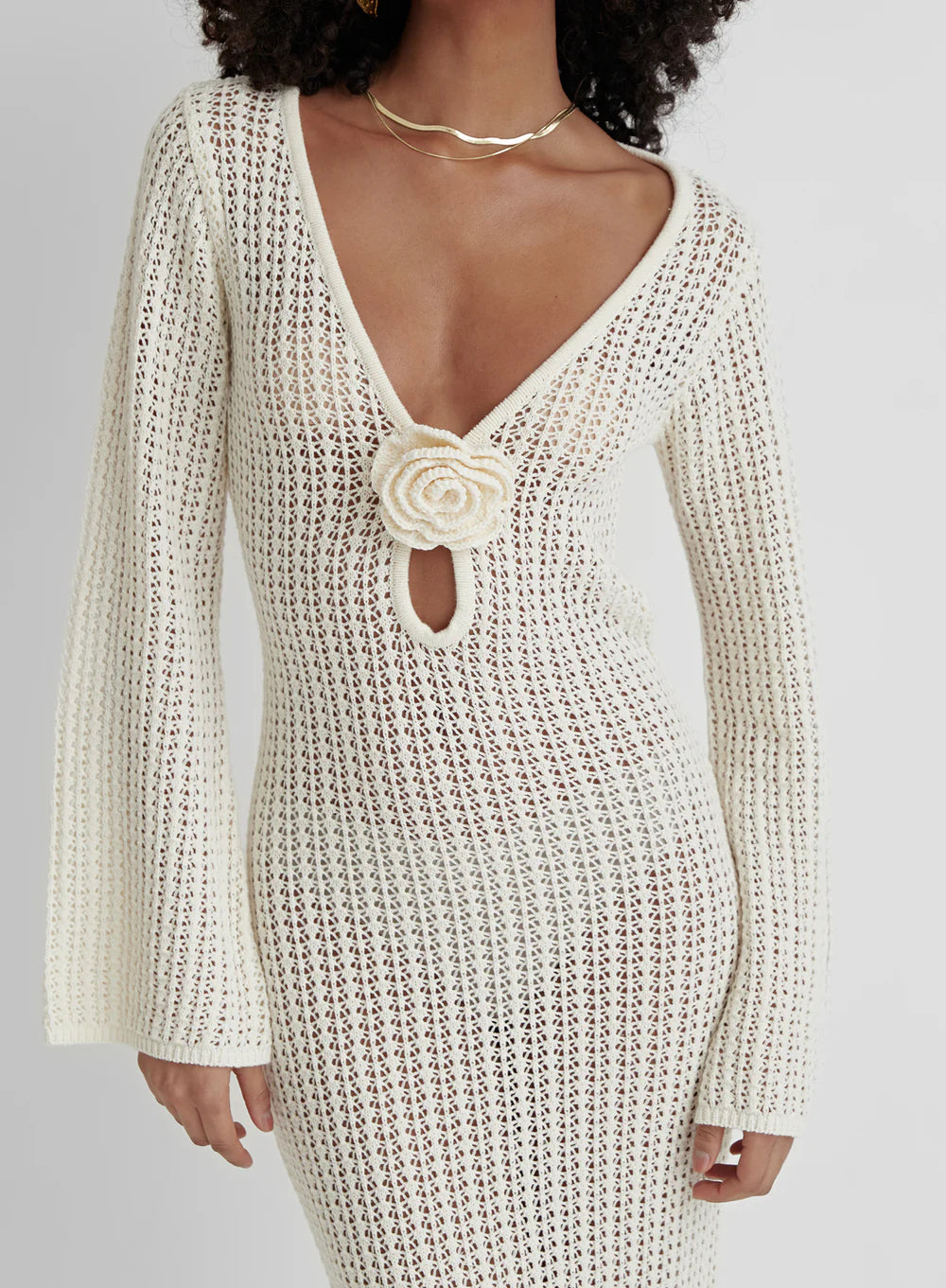 GR | Rückenfreies Strickkleid Beige