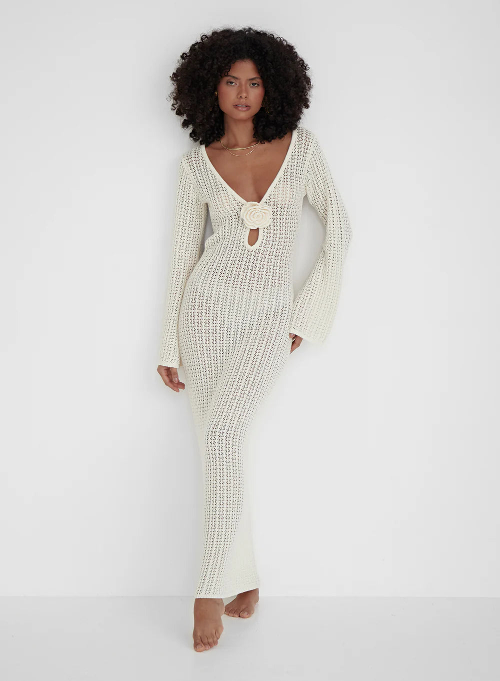 GR | Rückenfreies Strickkleid Beige