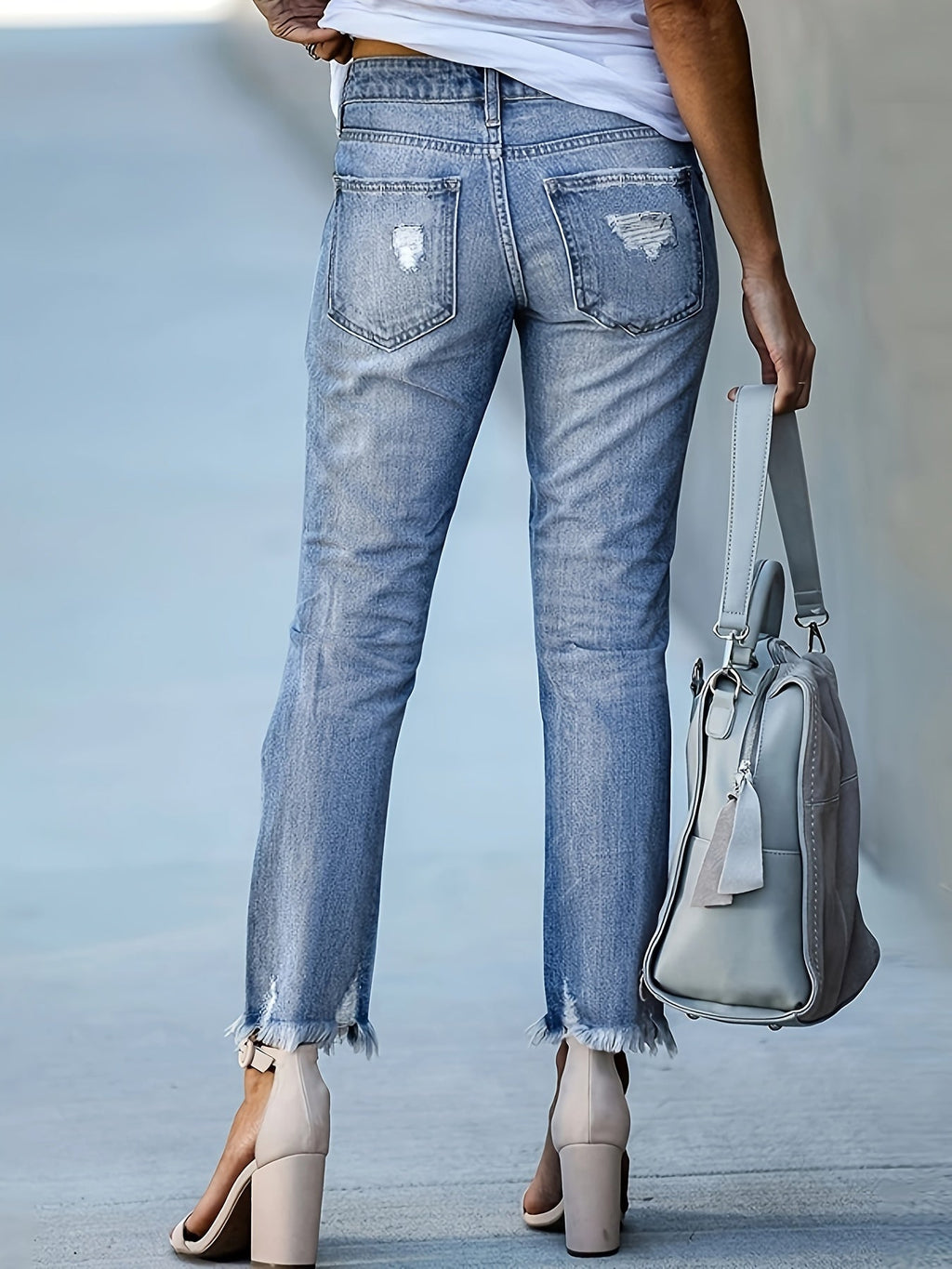 GR | Trendy Ripped Jeans Mit Hoher Taille Und Geraden Beinen