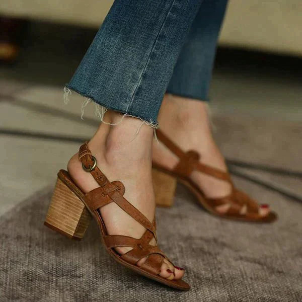 GR | Elegant Sandals with Low Block Heel