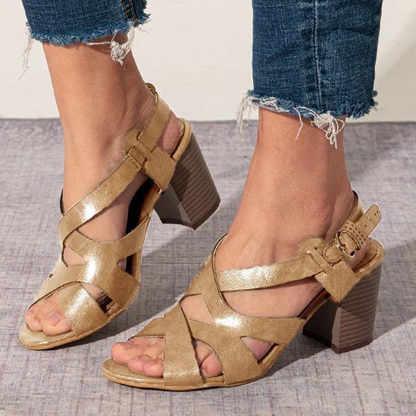 GR | Elegant Sandals with Low Block Heel