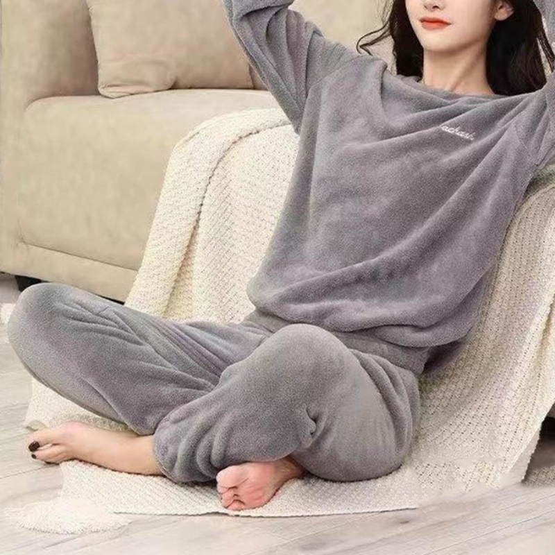 GR | Pyjama Set Warm Plush Sleepwear for Women