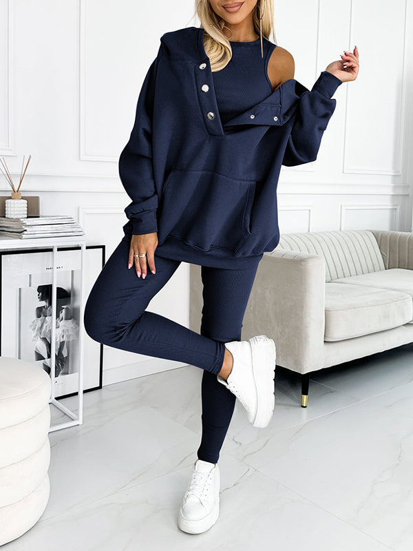 GR | Set Oversize Hoodie Leggings Loungewear Set Damenbekleidung