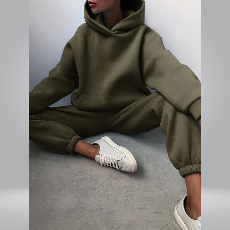 GR | Trainingsanzug Lässiges 2-teiliges Hoodie & Sweatpants Set für Damen