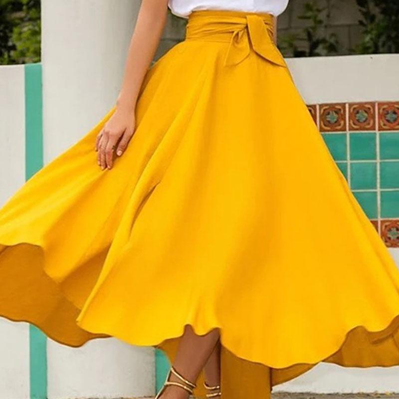 GR | Lange Vintage Hohe Taille Große Gürtel Einfarbig