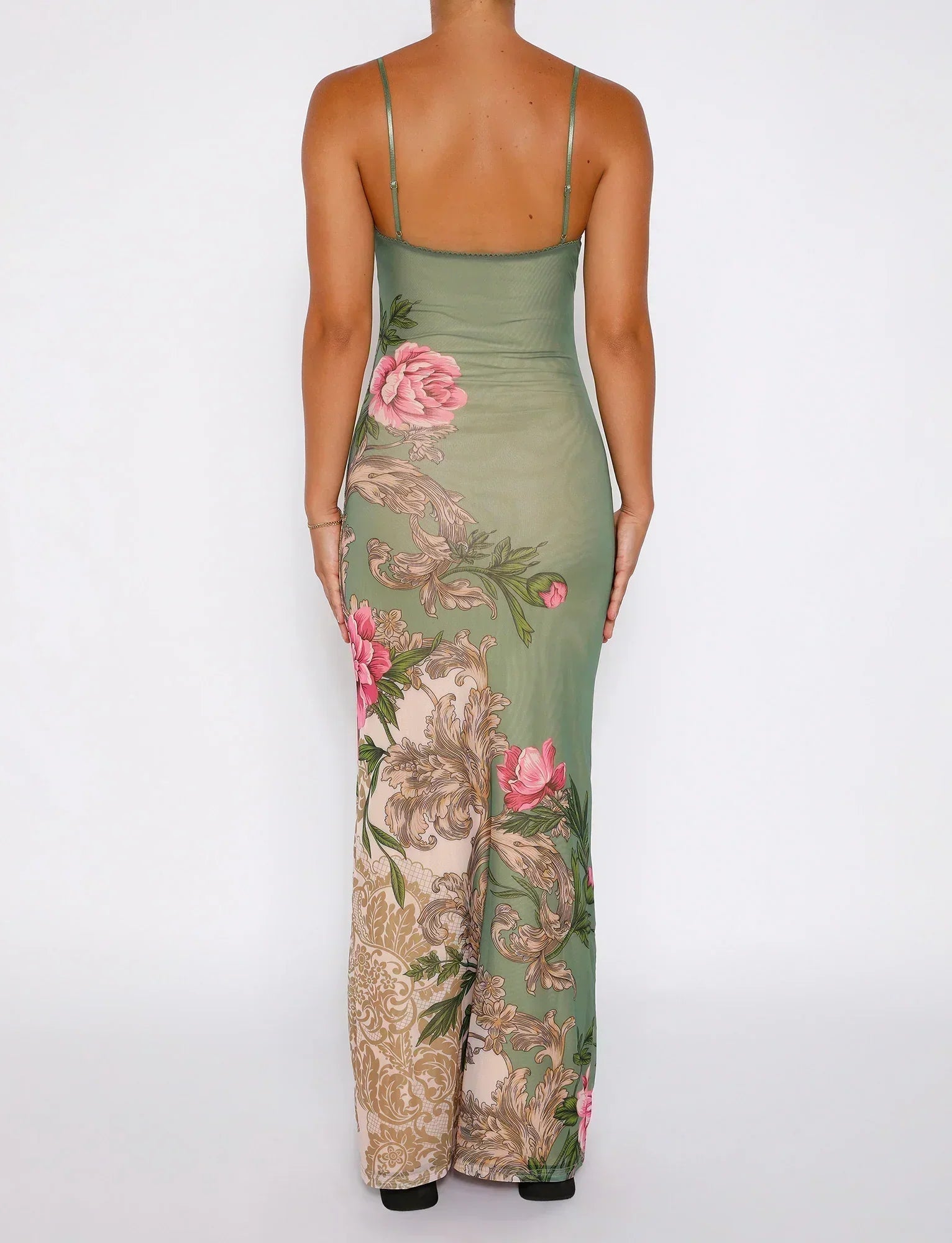 GR | Floral Green Lace Dress