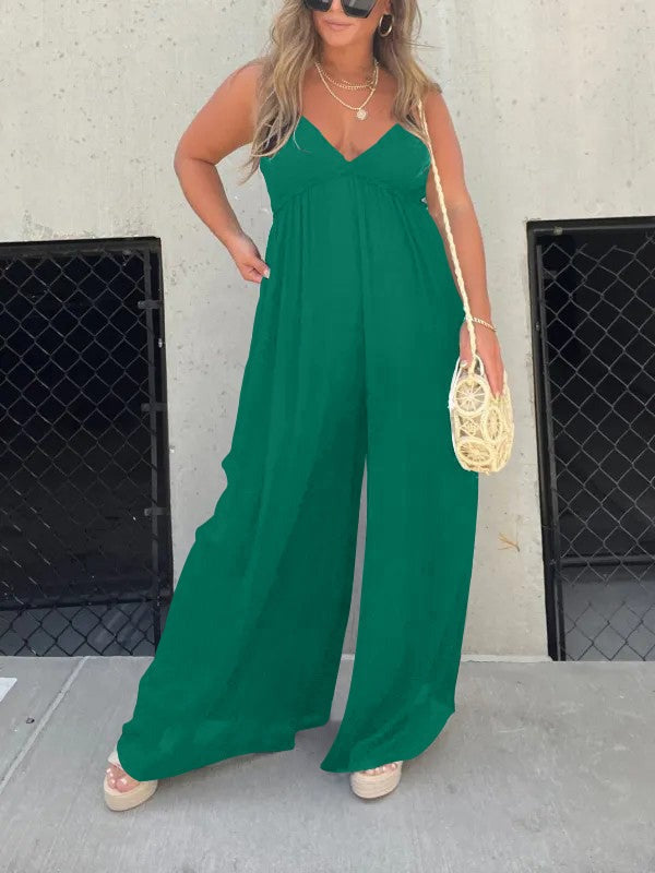 GR | Jumpsuit with V-neck and wide straps