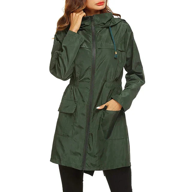 GR - Women's Windproof Waterproof Hooded Lightweight Raincoat