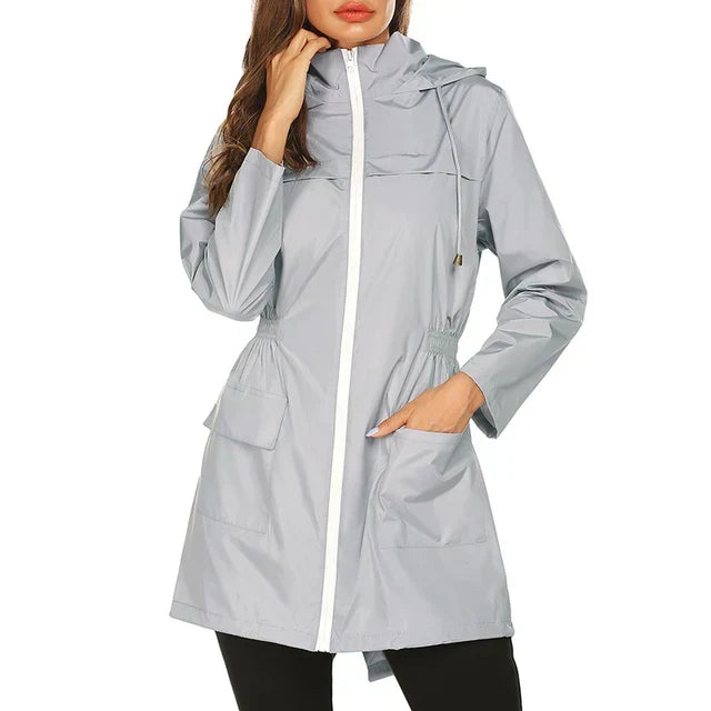 GR - Women's Windproof Waterproof Hooded Lightweight Raincoat