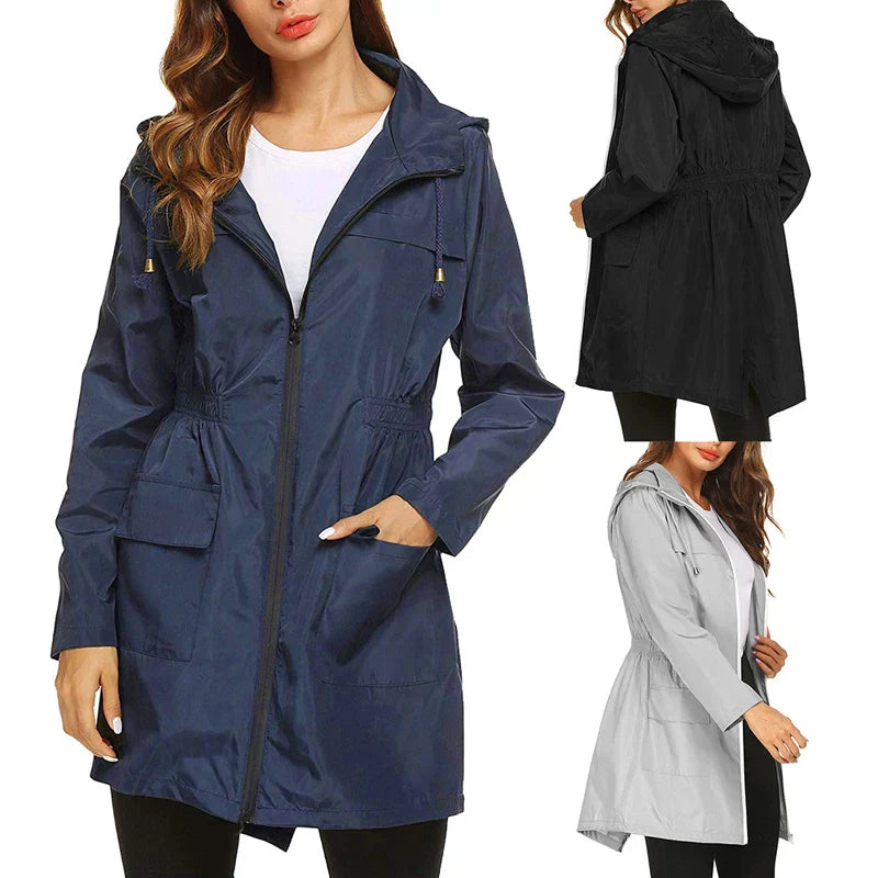GR - Women's Windproof Waterproof Hooded Lightweight Raincoat