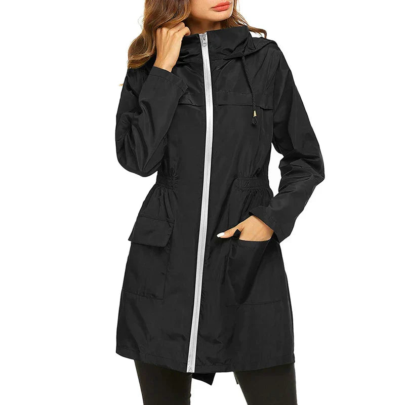 GR - Women's Windproof Waterproof Hooded Lightweight Raincoat