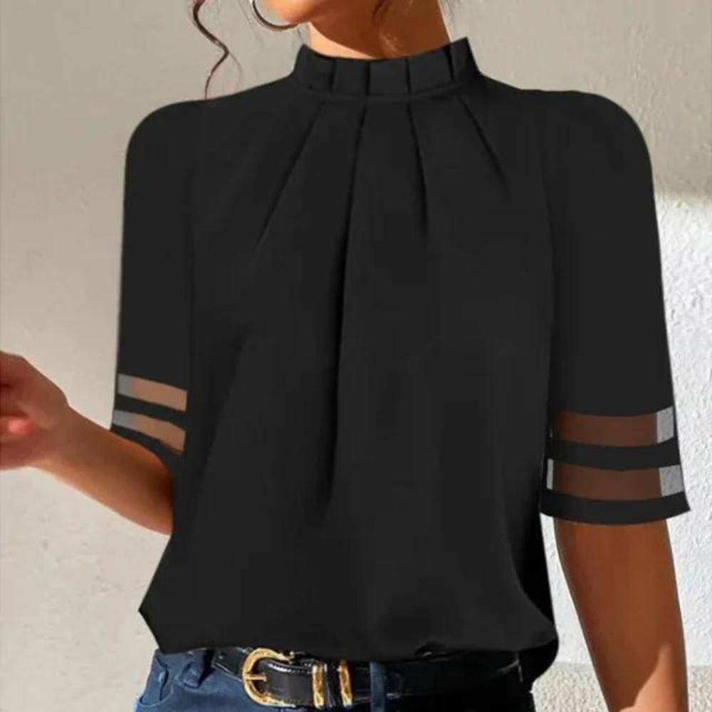 GR | Black pleated top with split sleeves