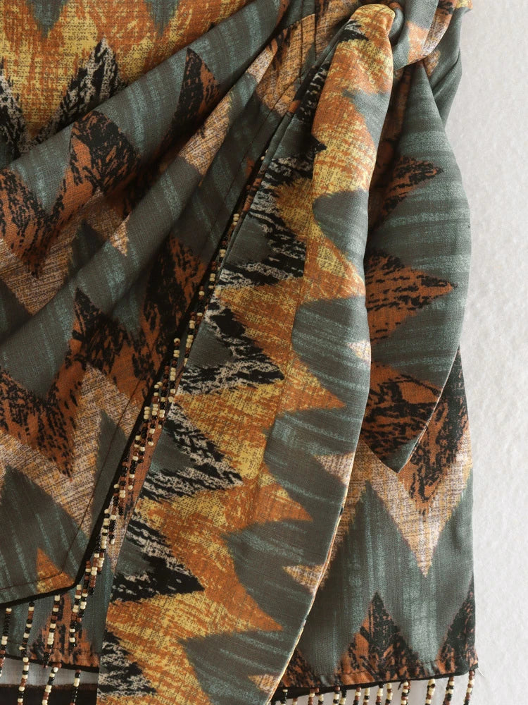 Vintage geometric patterned mini skirt