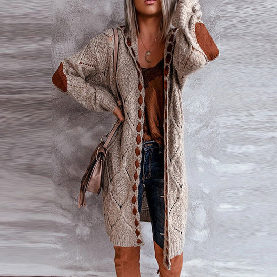 GR | Modische Strickjacke mit Kapuze