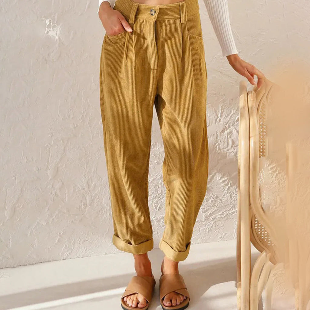 GR | Elegant high-waisted corduroy trousers