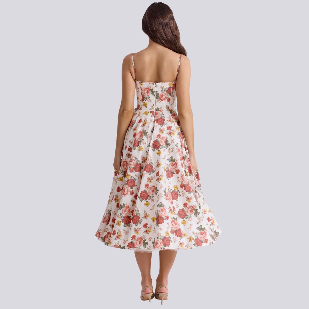 GR | Stylish V-neck A-line maxi dress