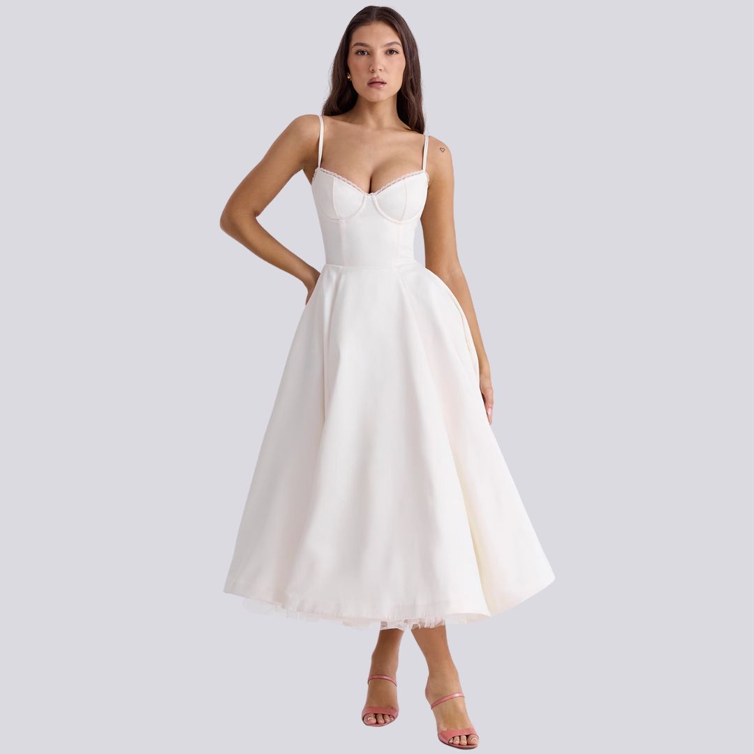 GR | Stylish V-neck A-line maxi dress