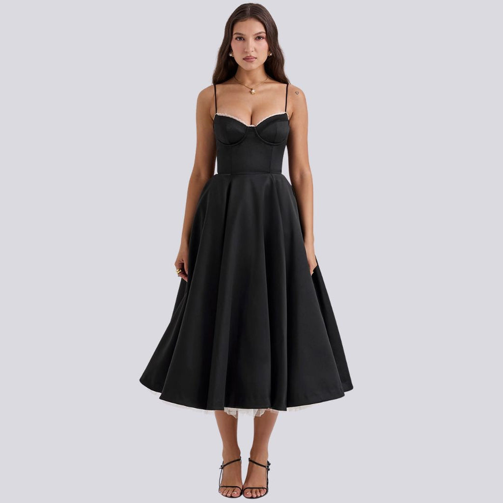 GR | Stylish V-neck A-line maxi dress