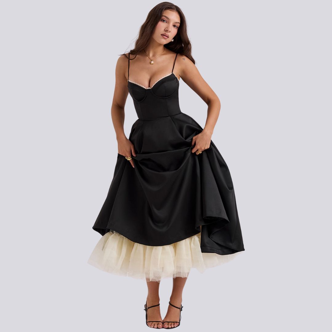 GR | Stylish V-neck A-line maxi dress