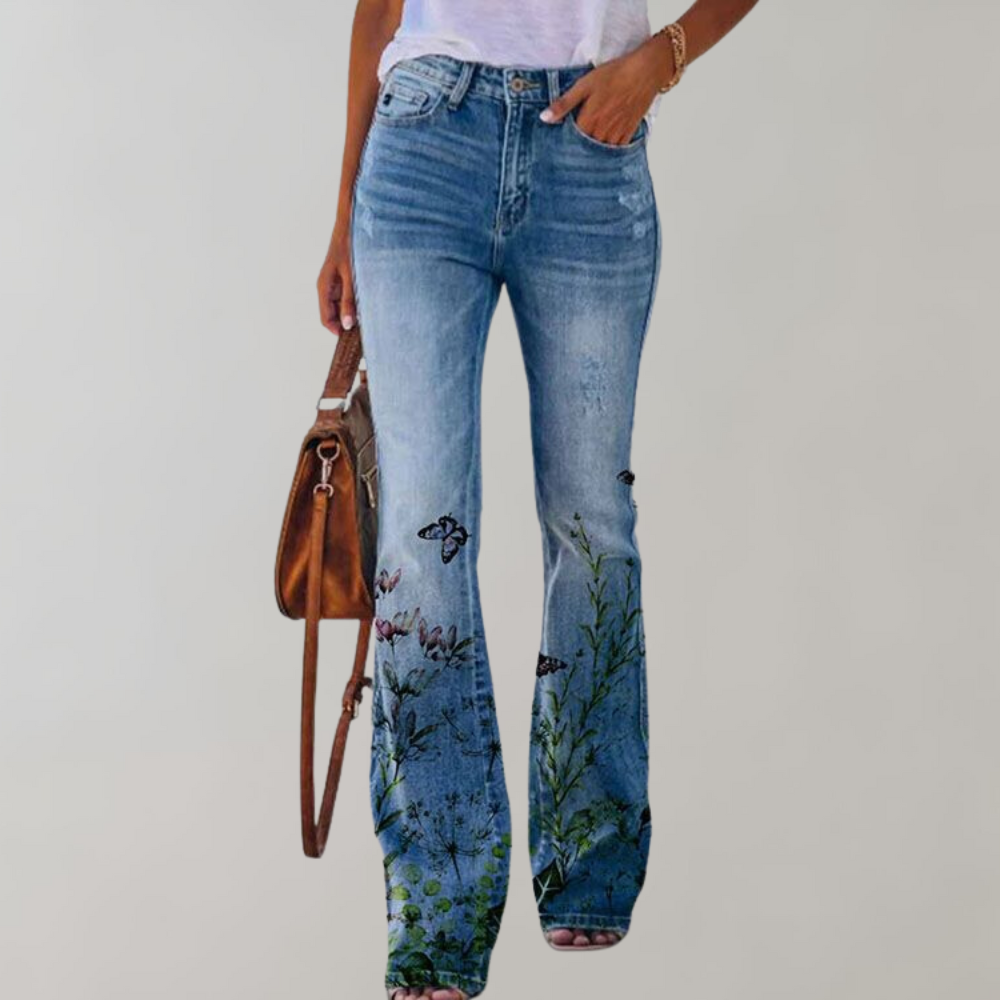 GR | Women's Denim Flare Trousers with Stretch