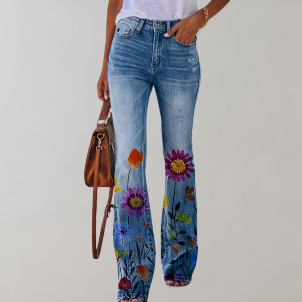 GR | Women's Denim Flare Trousers with Stretch