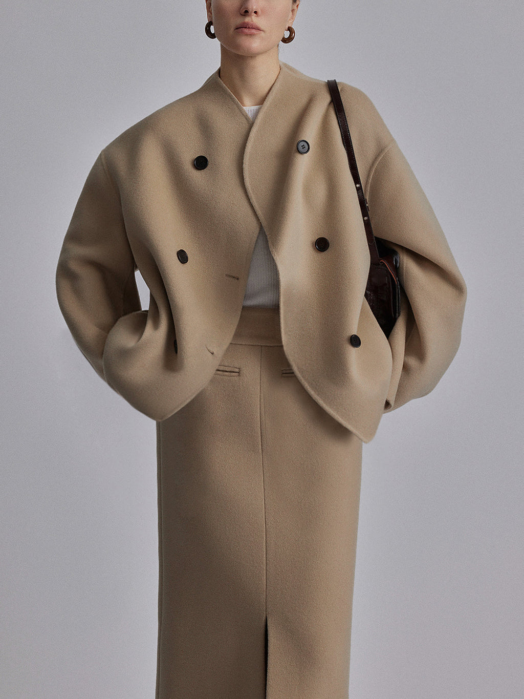 GR | Women's Jacket with Double Row of Buttons in Wool Blend