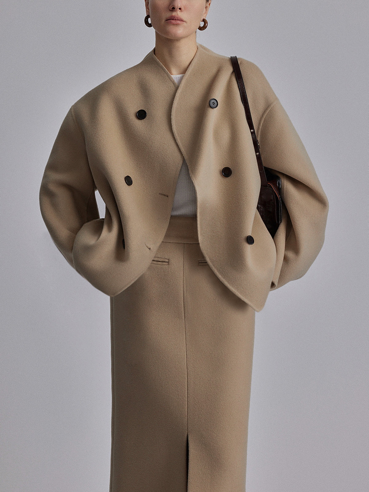 GR | Women's Jacket with Double Row of Buttons in Wool Blend