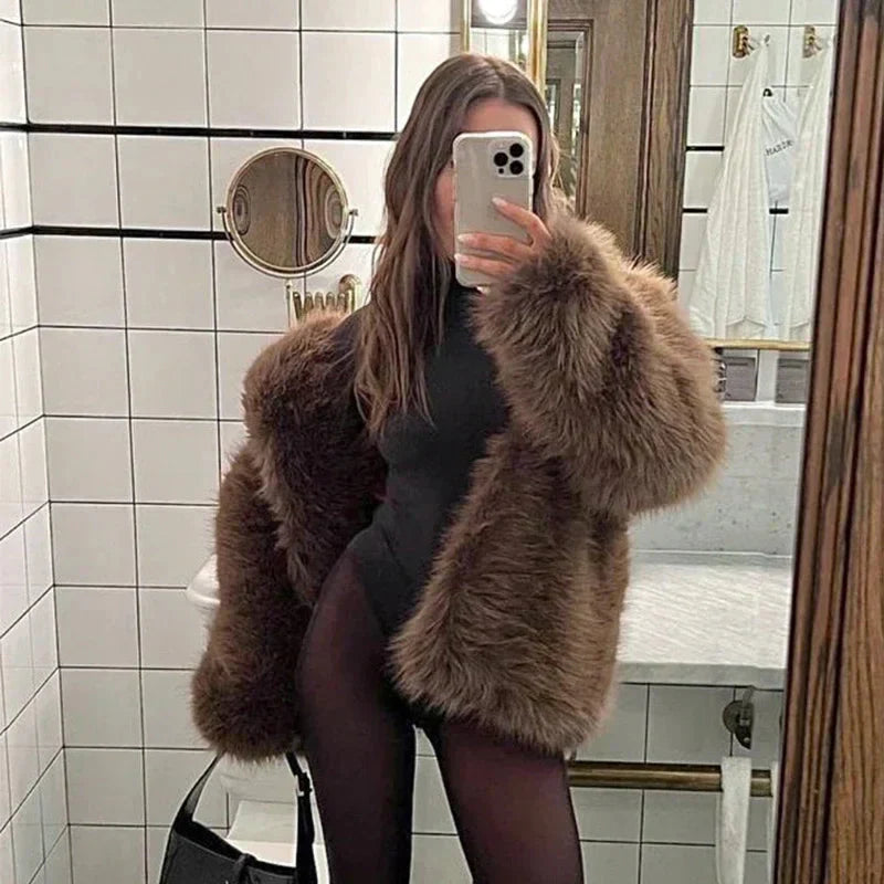 GR | kurz flauschig Damen Kunstpelzjacken GR | für Damen