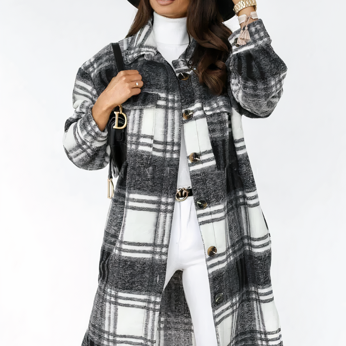 GR - Long Checkered Winter Jacket