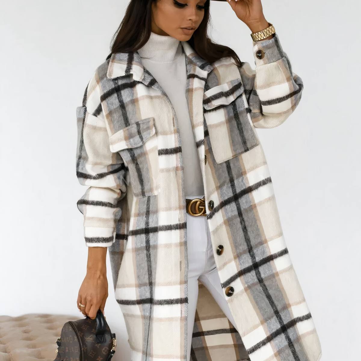 GR - Long Checkered Winter Jacket