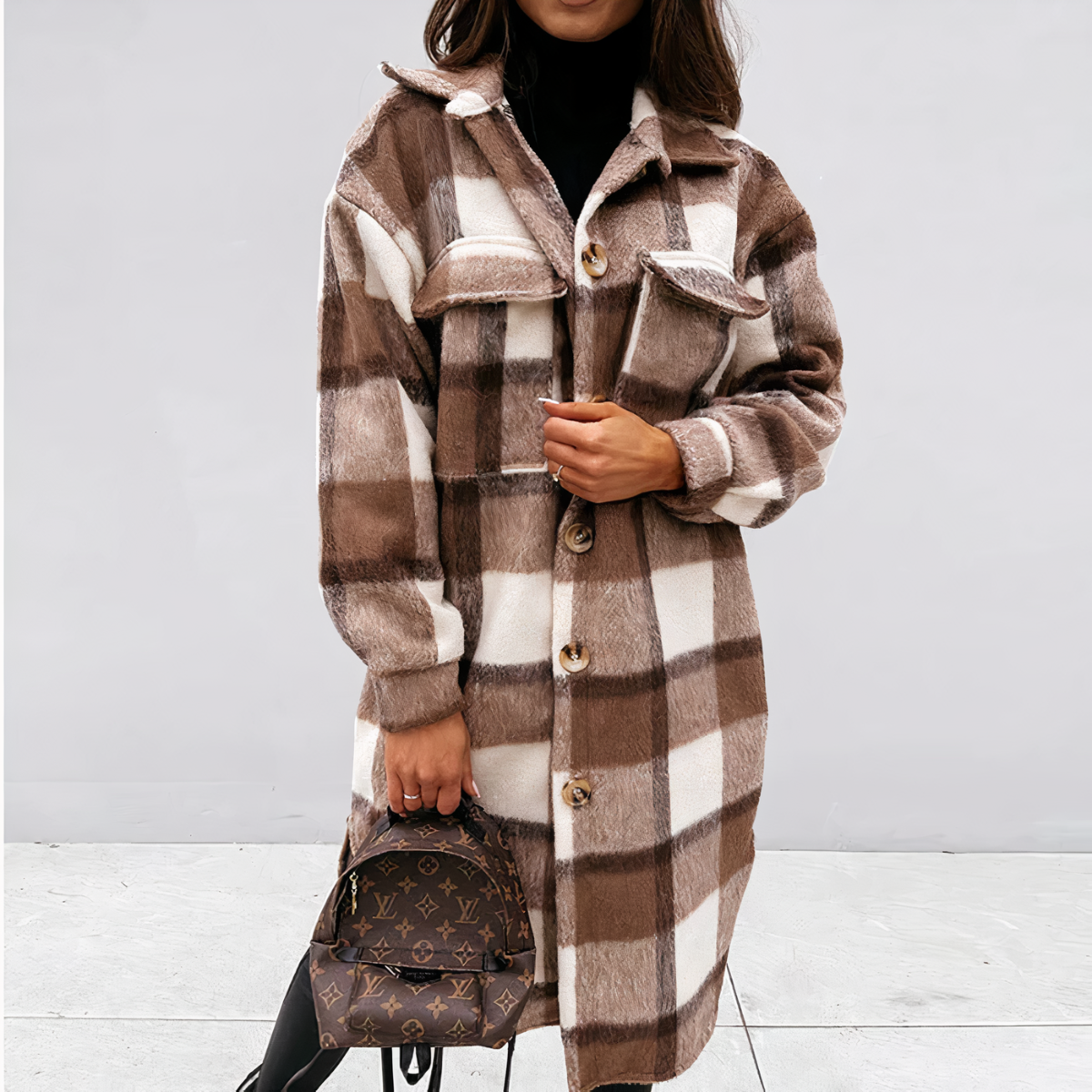 GR - Long Checkered Winter Jacket