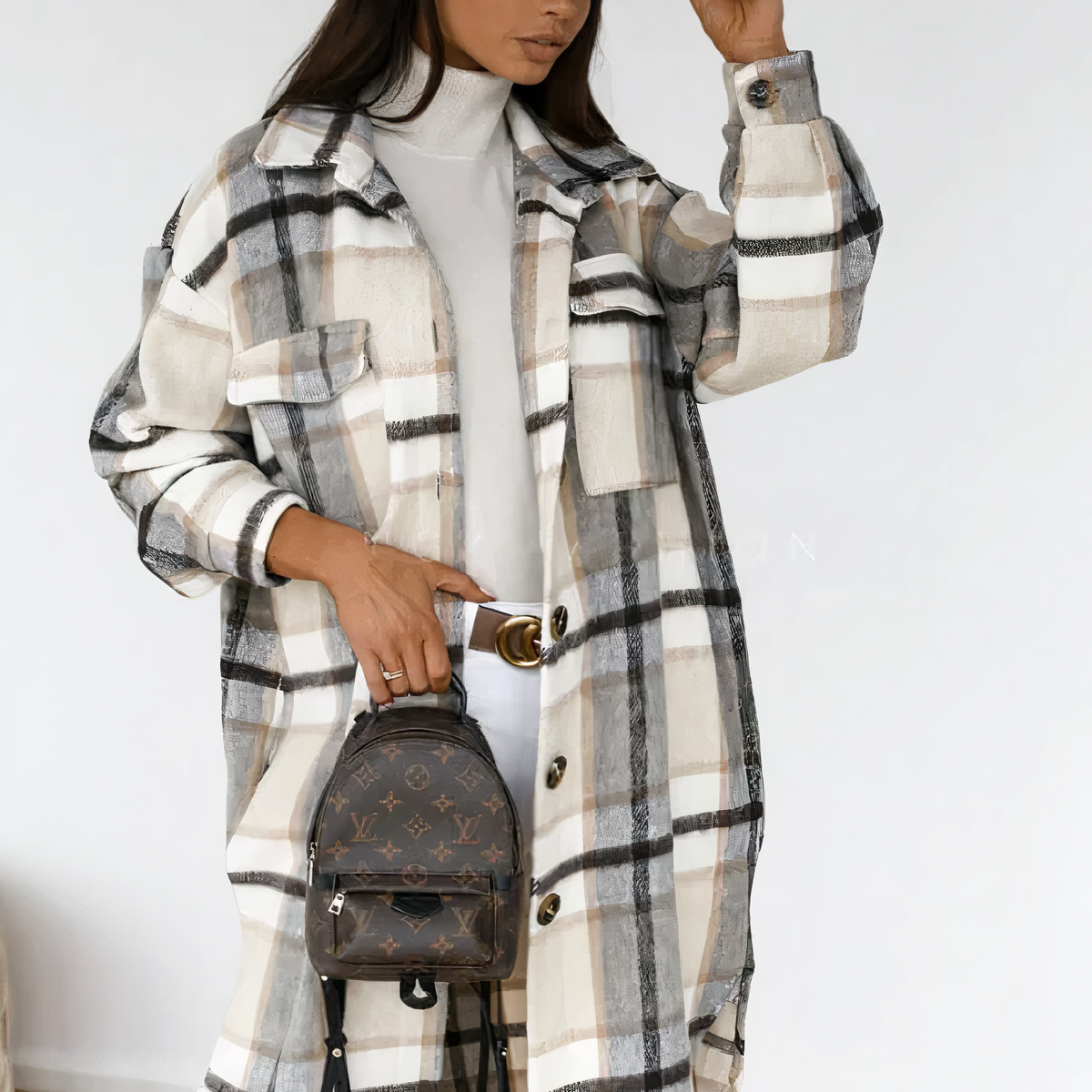 GR - Long Checkered Winter Jacket