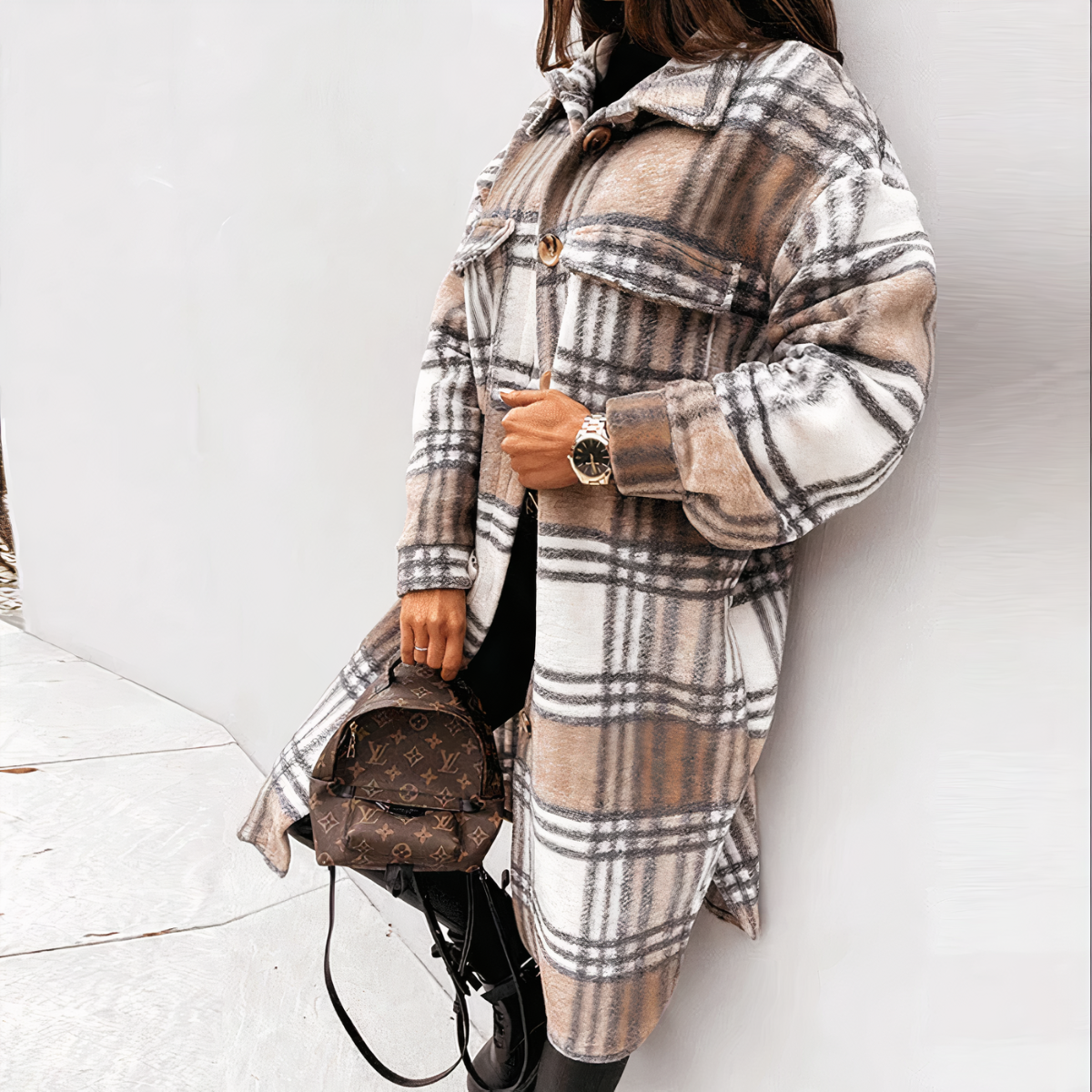 GR - Long Checkered Winter Jacket