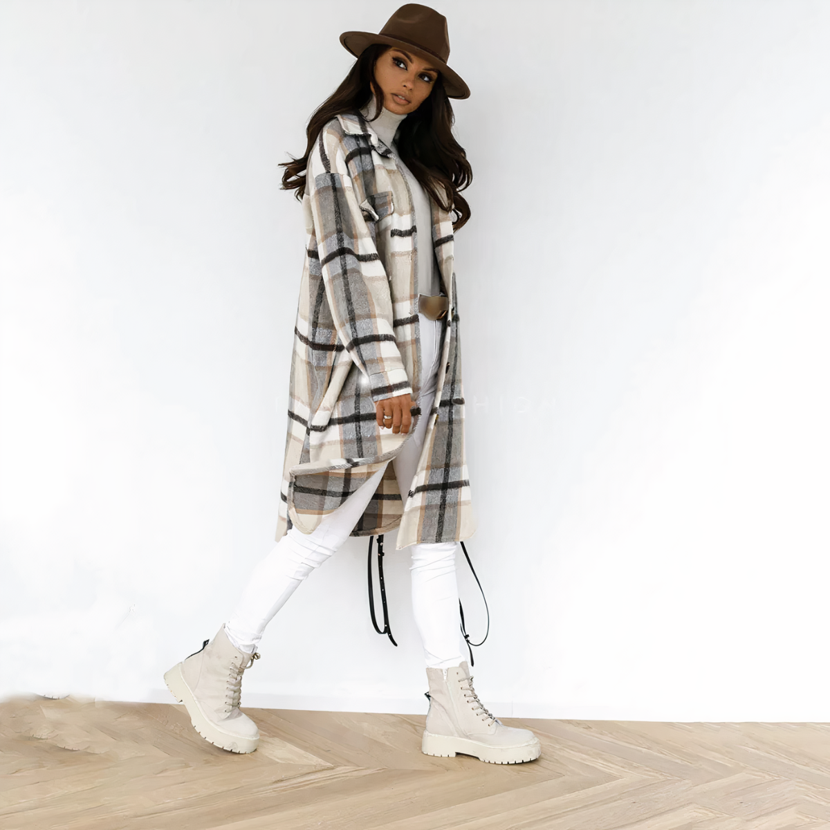 GR - Long Checkered Winter Jacket