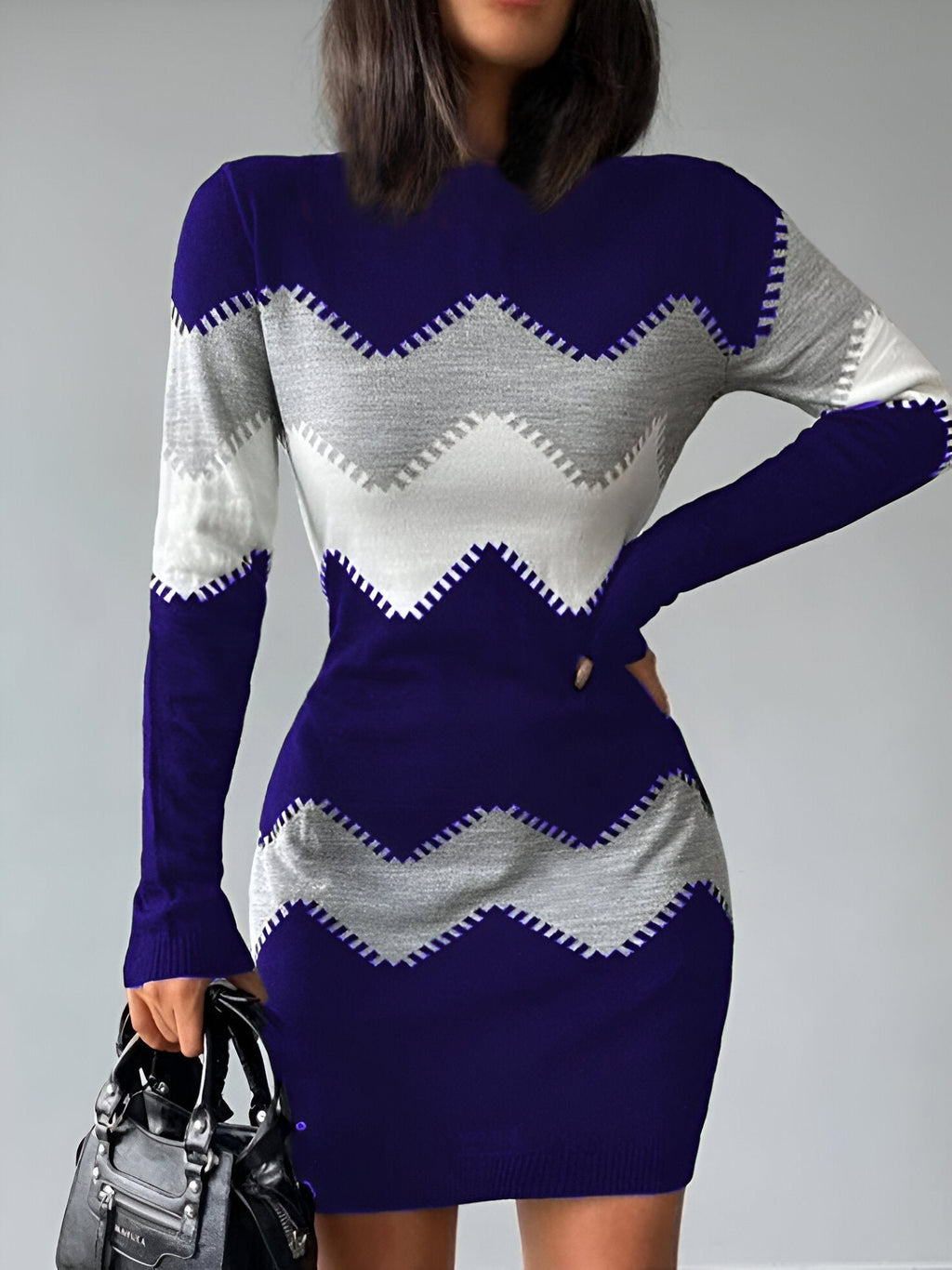 GR | gestricktes Bodycon-Minikleid Für Frauen