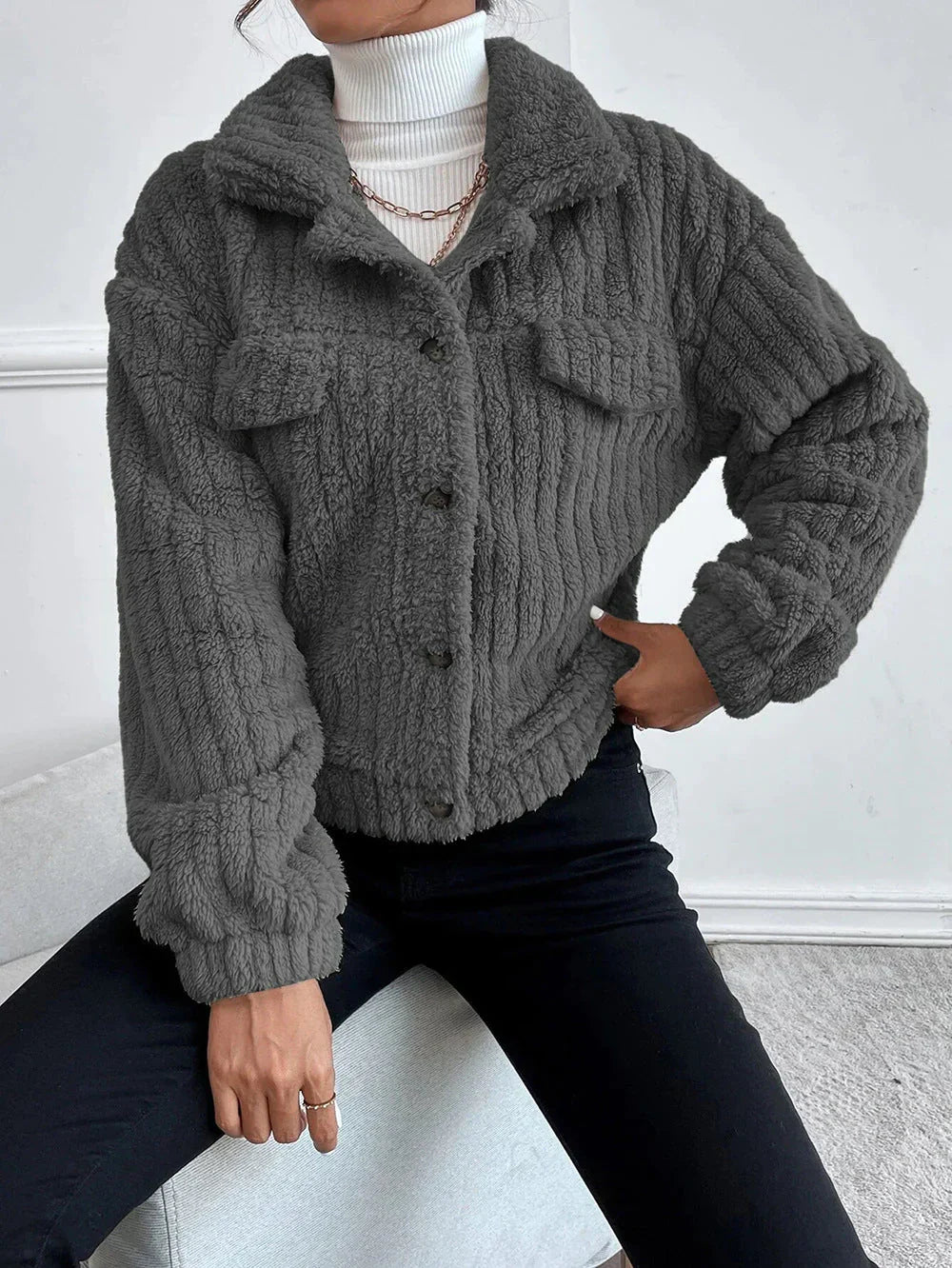 GR | Thick plush jacket for women