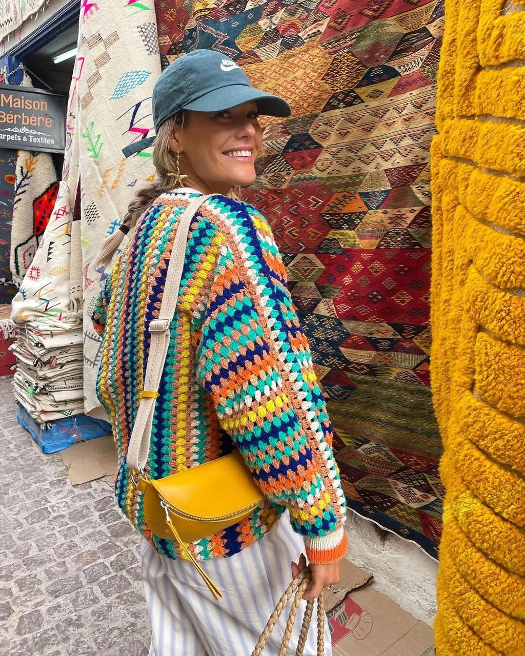 GR | Bunte gehäkelte Strickjacke