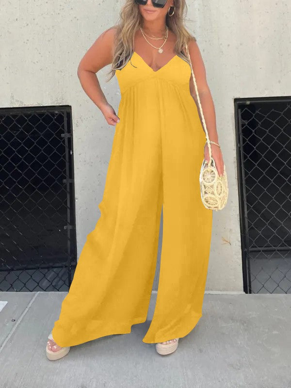 GR | Jumpsuit with V-neck and wide straps