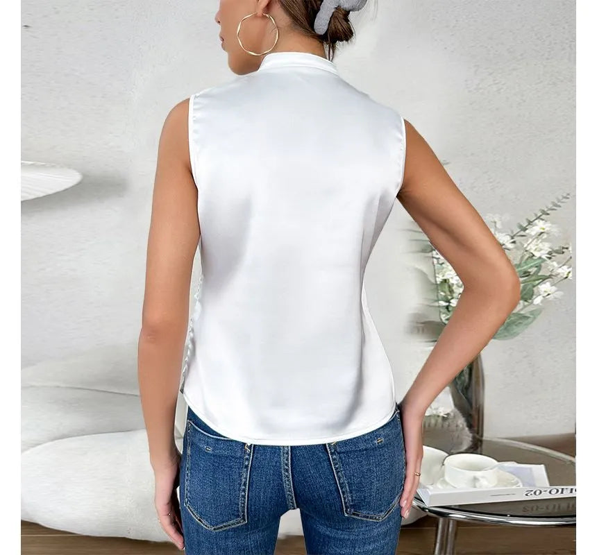 GR Elegant sleeveless solid color top