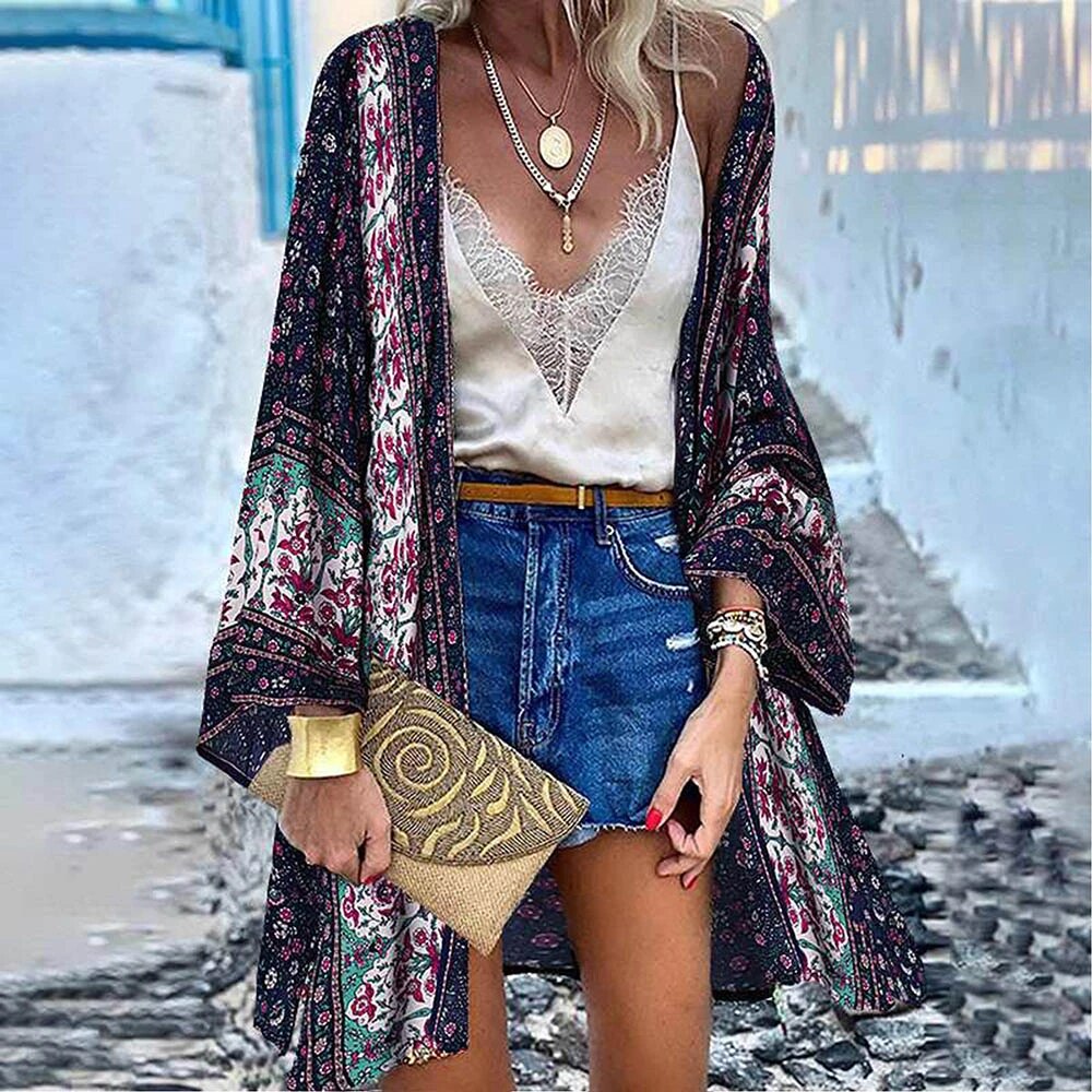 GR | Women's Full Length Kimono Style Cardigan
