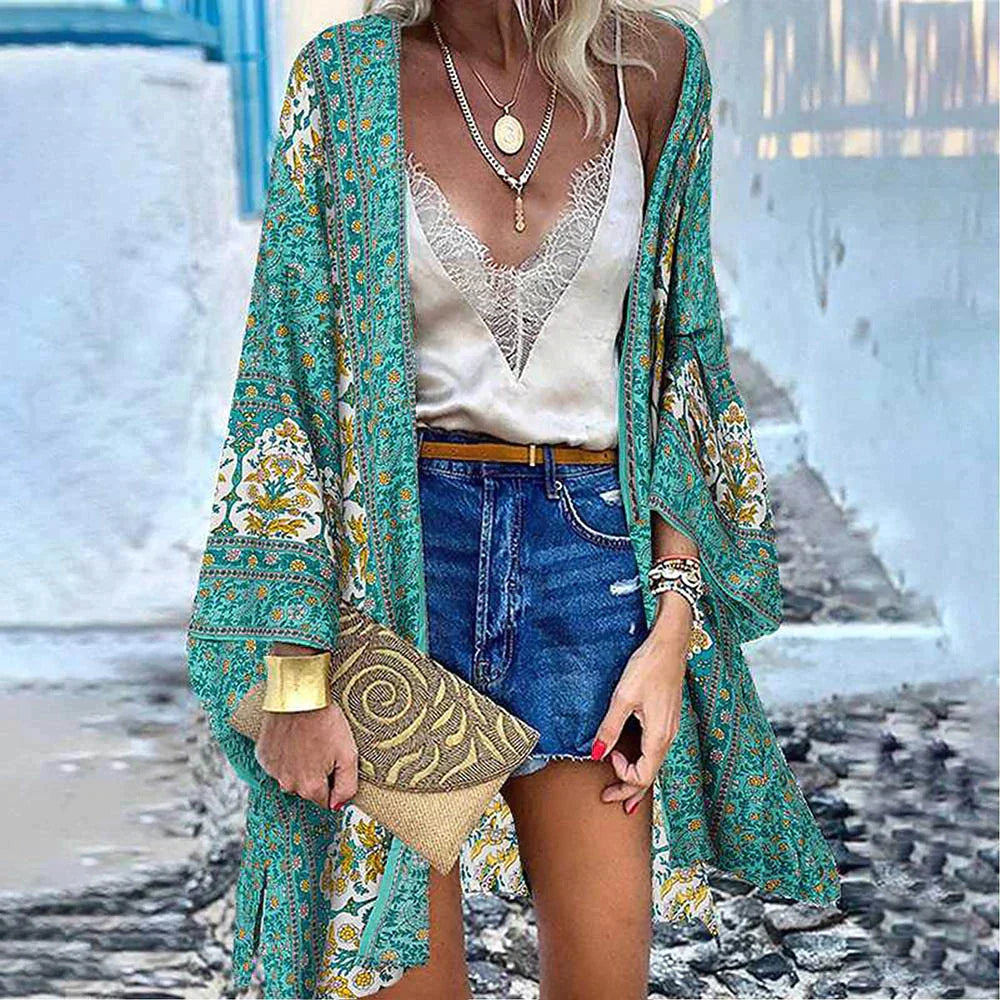 GR | Women's Full Length Kimono Style Cardigan